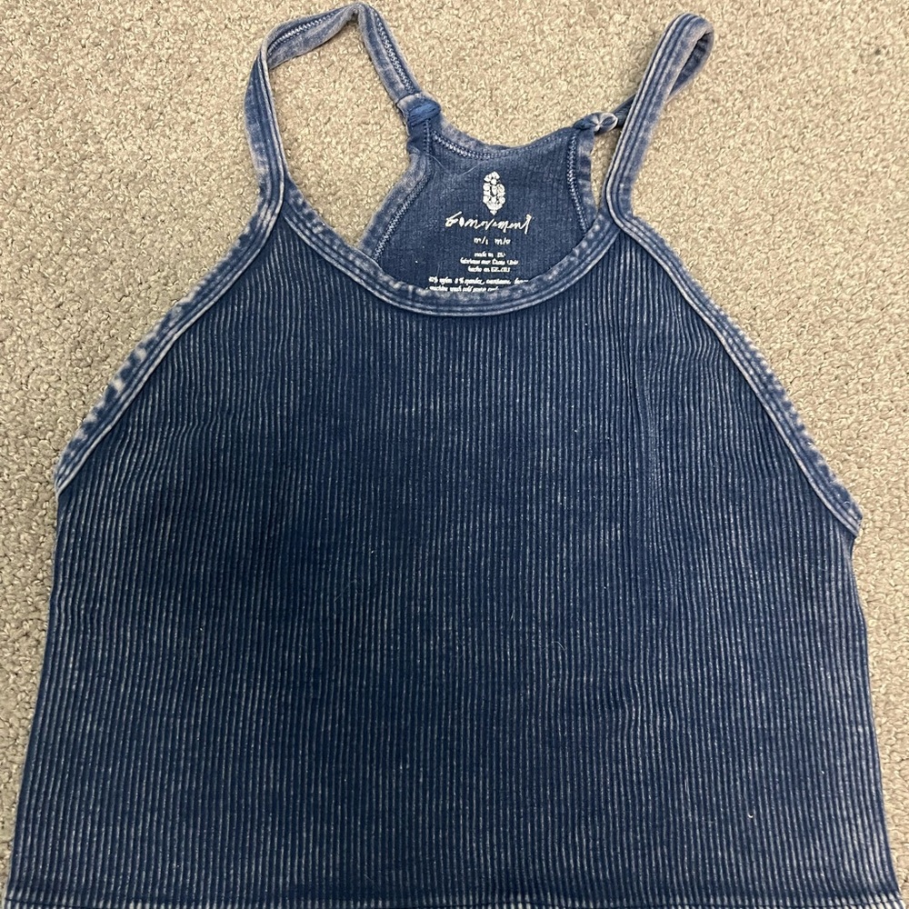 FP Movement by Free People Blue Striped Crop Top